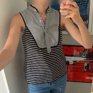 Anthropologie blue and white striped shirt